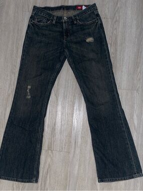 X2 Bootcut Regular Fit Distressed Dark Blue Denim Jeans 5-Pocket Men's